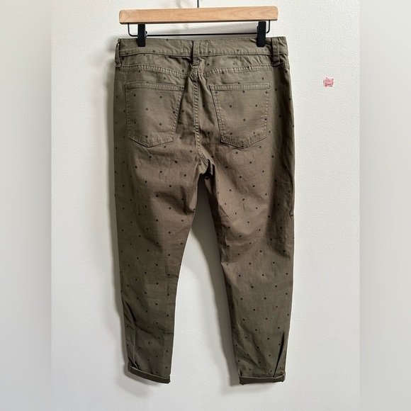 Current/Elliott Easy Stiletto Crop Pants Olive Green Black Polka Dots Women’s 28 - Picture 9 of 10